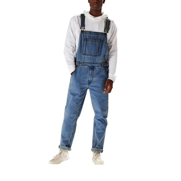 Mens Pants Casual Mens Pocket Jeans Overall Jumpsuit Streetwear Overall Suspender Pants