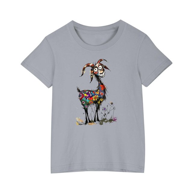 RXIRUCGD 2025 Vêtements d'Été pour Enfants T-shirt Imprimé Mode Mignon Col Rond Manches Courtes