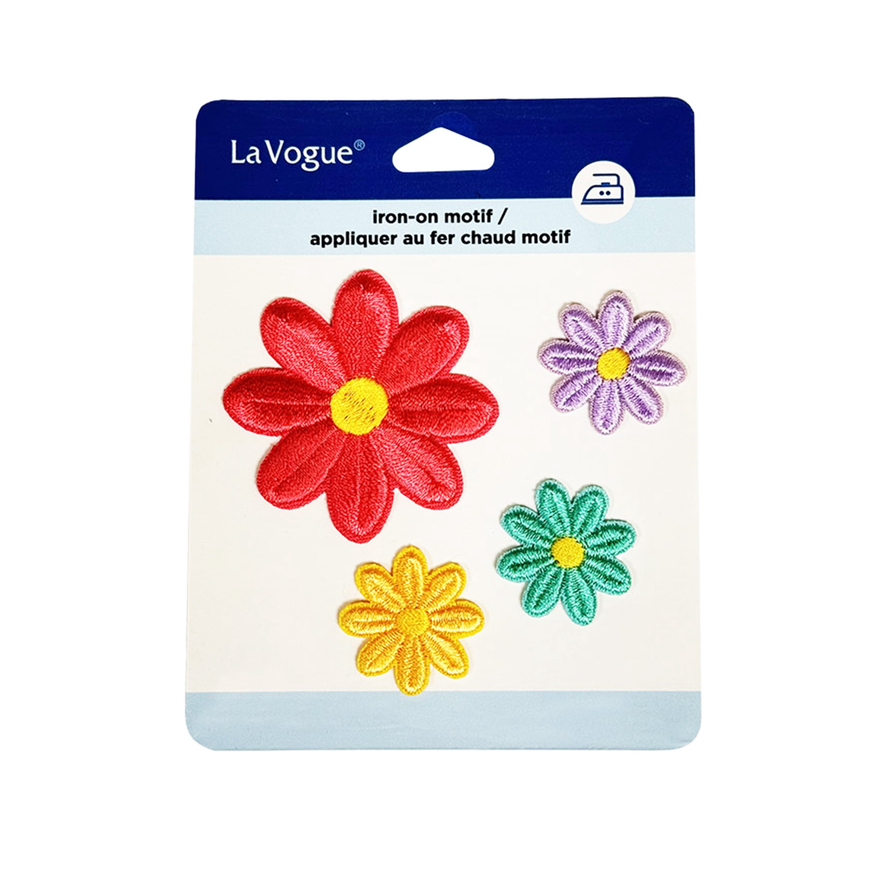 LA VOGUE fleurs écusson brodé thermocollantes, 4 pièces - ~11.43 × 8.89 cm (4.5 × 3.5 po)