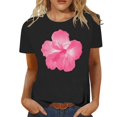 thumbnail image 1 of LUOGENLI T-shirts pour Femmes Mode Décontractée Chemises Imprimées Col Rond Manches Courtes Tee Tops Tunique Blouse T-shirts Graphiques Vêtements d'Été Pêche Noir TG, 1 of 4