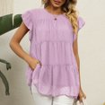 thumbnail image 3 of Timegard Womens Tops Chiffon Cap Sleeve Loose Blouse Lightweight Round Neck Summer Beach Vacation Tops, 3 of 5