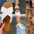 thumbnail image 4 of Penkiiy Womens Studded Flat Sandals Open Toe Slip On Mule Slides Crossed Strap Slipper 38 White, 4 of 4