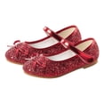 thumbnail image 4 of Wdgfv Chaussures pour Filles Chaussures de Princesse Scintillantes Talons Hauts pour Tout-Petits Mariage Fête Bal Chaussures Mignonnes Fleur Escarpins Mary Jane Rouges 7-8 Ans, 4 of 5