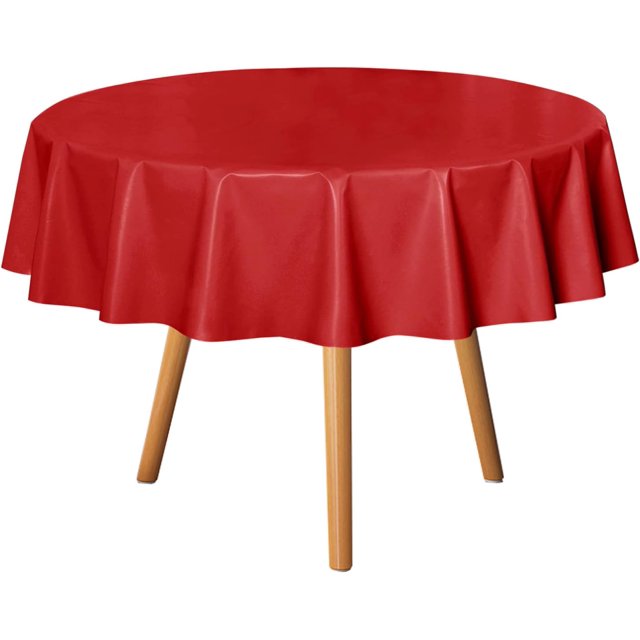 Nappe Ronde en Plastique Transparent - - Protège-Nappe en Vinyle PVC Anti-Déversement d'Huile, Essuyable, Housse de Table pour Tables à Manger, Fêtes, Camping, Cristal Clair