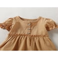 thumbnail image 4 of Newborn Baby Girl Cotton Romper Dress Short Sleeve Solid Color Button Tutu Bodysuit Infant Summer Basic Dress, 4 of 9