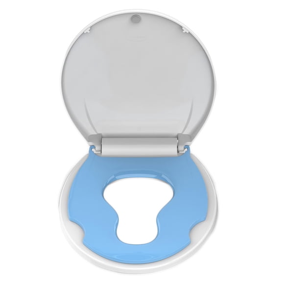 TROPOW Round Toilet Seat with Built-in Toddler Seat for Easy Potty Training – Slow Close Feature,Easy Install and Clean, Perfect for Both Adults and Children,White and Blue