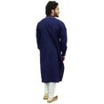 thumbnail image 4 of Atasi Ensemble Kurta Pyjama de Designer Bleu pour Homme Chemise Longue en Coton Porter-Xx-Grand, 4 of 7