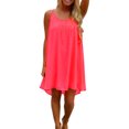 thumbnail image 1 of Innerwin Robe Mini Couleur Unie Débardeur pour Femme Fête Encolure Dégagée Ample Été Plage Robe d'Été Rose Rouge P, 1 of 9