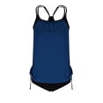 thumbnail image 4 of FAVIPT Plus Size Women's 2 Piece Tankini Tummy Control Ruched Drawstring Swimwear Tropical Summer Beach Bathing Suit Blue,XXXXL, 4 of 5