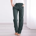 thumbnail image 2 of Womens Casual Linen Pants High Waist Drawstring Loose Fit Summer Pants Trousers with Pockets, 2 of 3