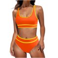 thumbnail image 1 of FAIWAD Womens 2 Piece Swimsuits Sports Color Block Bikini Sets Removable Bra Pad Full Coverage Bathing Suits for Girls, 1 of 5