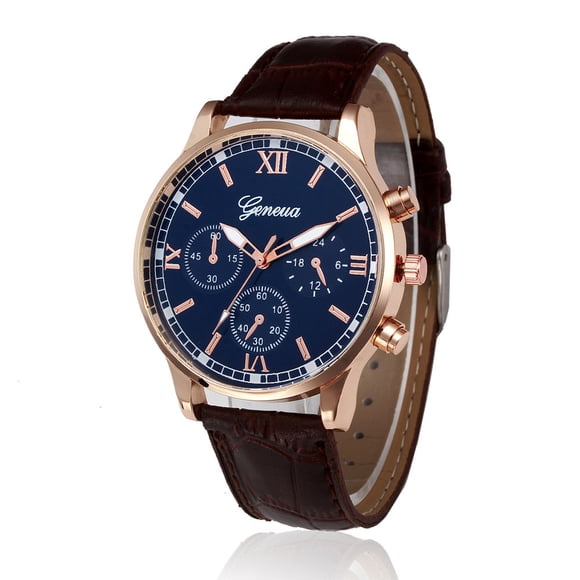 RKSTN Mens Watches Leather Analog Alloy Quartz Wrist Watch Mens Watches