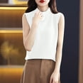thumbnail image 5 of Sentmoon Sweater Vest High Neck Sleeveless Knitted Fall Outfits Plus Size Solid Color Slim Breathable Womens Clothing Winter for Weekend Breakfasts White S, 5 of 5