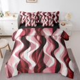 thumbnail image 1 of Erosebridal Salmon Geometry Bedding Sets Queen Size, Abstract Ombre Comforter Sets with Sheets, Stripes Artwork Reversible Bed Sheets Set, Ultra Soft Room Decor, 7pcs, 1 of 6