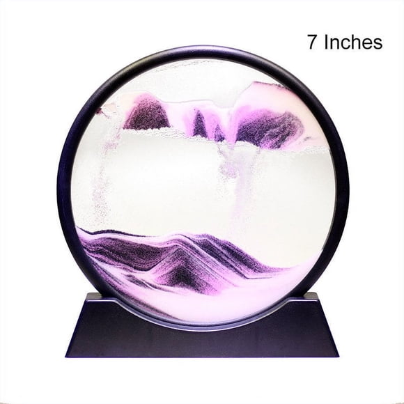 Valentine‘s Day GiftThe Magic Sandscape Crafts 3D Moving Sand Art Painting Ornament Desktop Decoration for Home Living Room Office 7 Inches Purple