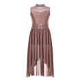 thumbnail image 3 of RUNQHUI Robe de Danse Lyrique Ballet Strass pour Filles Patinage Artistique Sans Manches Justaucorps Jazz Latin Danse Moderne Marron 8, 3 of 7