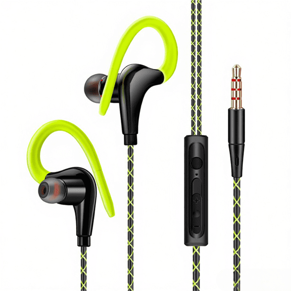 Unbrand Écouteurs Sport Intra-Auriculaires, Écouteurs à Isolation Phonique avec Micro, Basses Améliorées, Haut-Parleur 10 mm, Crochet d'Oreille Sécurisé pour l'Entraînement