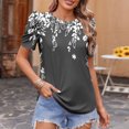 thumbnail image 2 of Pisexur Hauts pour Femmes, Hauts de Sortie pour Femmes et T-Shirt à Col Rond Imprimé à Manches Courtes, Haut Ample, Hauts de Printemps pour Femmes Gris, m, 2 of 6