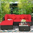thumbnail image 3 of Patiojoy 4-Piece Outdoor Rattan Sectional Loveseat Couch Conversation Sofa Set with Storage Box &Coffee Table Red, 3 of 7