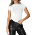 thumbnail image 1 of Gupgi Women Crop Top Basic Slim T-Shirts Summer Solid Color Tees, 1 of 9
