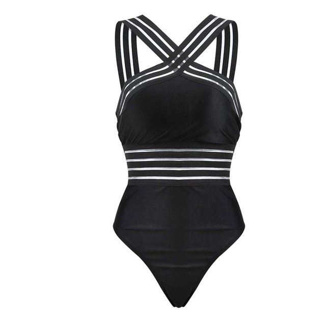 Women Plus Size One Piece Swimsuit Cross Shoulder Straps Triangle Bikini Bathing Suits Monokini Beachwear