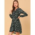 thumbnail image 4 of INSPIRE CHIC Robe Décontractée pour Femme à Fleurs, Col en V, Taille Cintrée, Manches Longues, 4 of 6