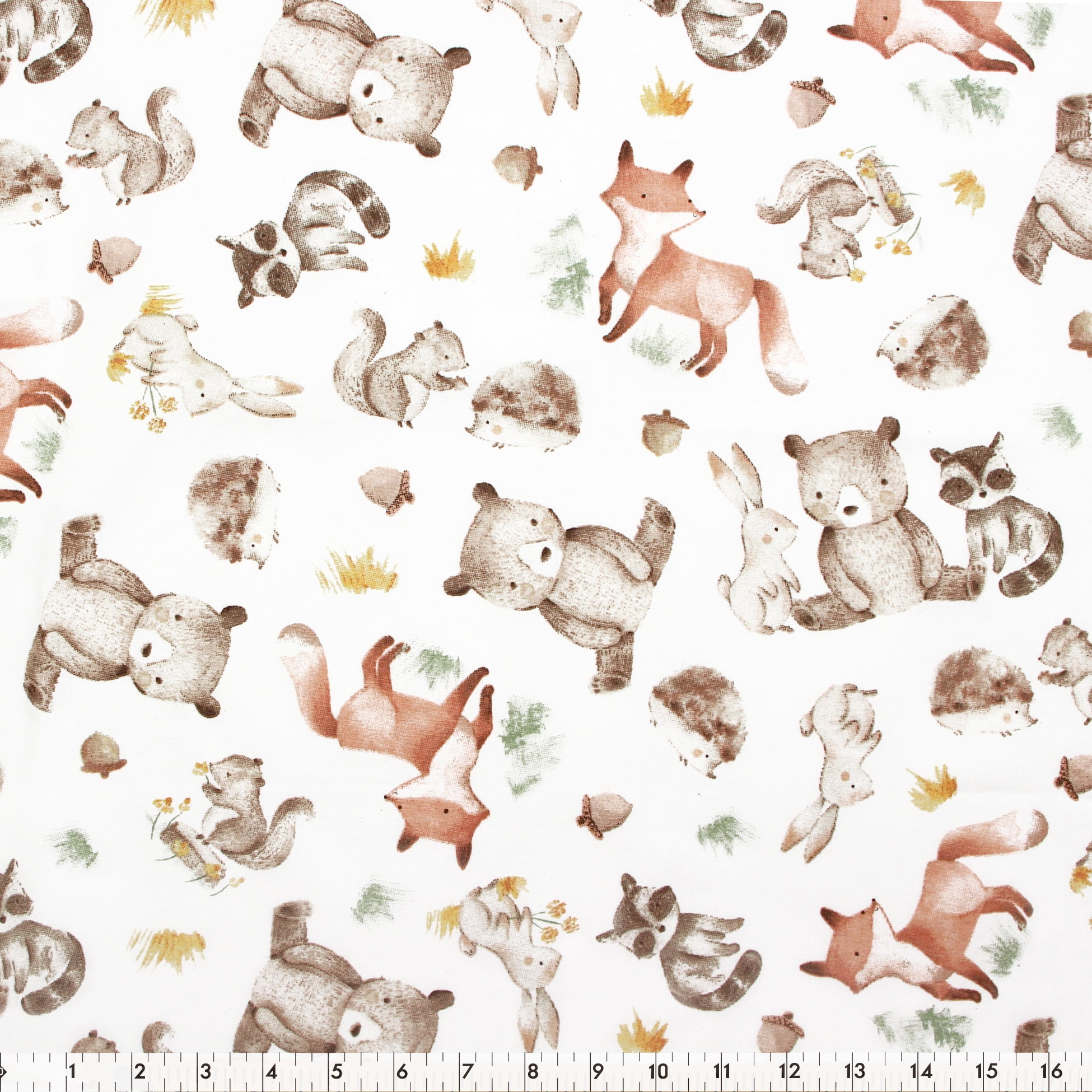 FABRIC CREATIONS blanc Painted Forest animaux coupon fat quarter 45 × 53 cm (18 × 21 po)