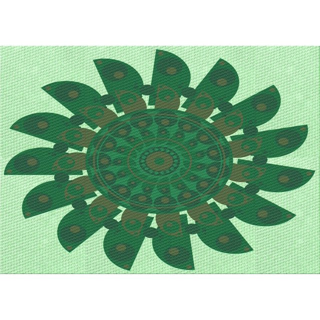 Ahgly Company Machine Washable Indoor Rectangle Transitional Green Area Rugs, 3' x 5'