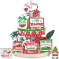 thumbnail image 2 of Summer Tiered Tray Decor Set Farmhouse Summer Wood Sign Rustic Beach Tiered Tray Decorations For Home Kitchen Table Shelf Watermelon, 2 of 6