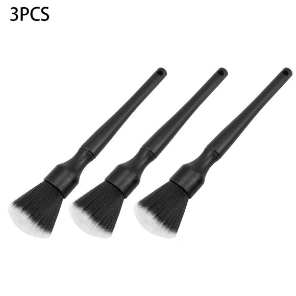 Car Interior Soft Brushes 3Pcs Set, Gentle Detailing Brush with Ergonomic Grip for Dashboard Vents Crevices, Multi-Use Cleaning Tool for Car Keyboard Home