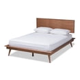 thumbnail image 1 of Allora Mid-Century Solid Rubberwood with MDF Queen Platform Bed in Brown, 1 of 9