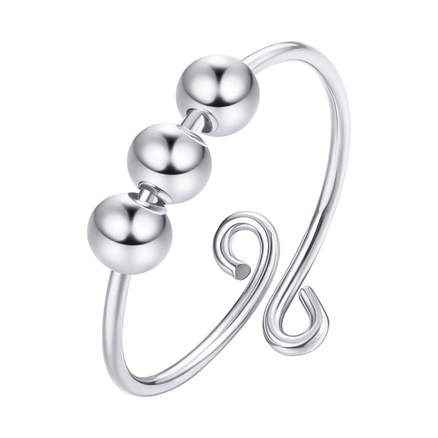 EGNMCR Rings Anxiety Fidget Women Spinning Rings With Beads Stress Relief Spinning Anxiety Ring