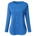 thumbnail image 3 of CHUANK Chemise Longue Cache-Ventre Fluide à Col Rond Unie à Manches Longues Hauts Grande Taille pour Femmes Chic Tunique Confortable à Porter avec des Leggings Bleu TTG, 3 of 7