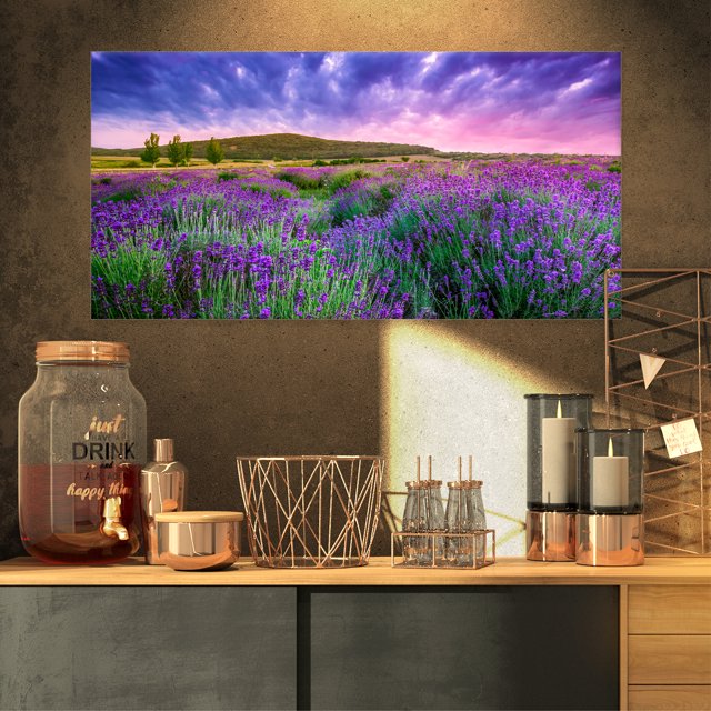Champ de Lavande d'Été à Tihany - Toile d'Art Mural Paysage Moderne
