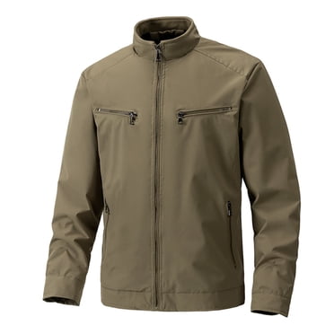 Amzcrzy Polyester Veste en pour Homme Veste à Fermeture Éclair pour Homme Veste de Loisirs d'Extérieur à Manches Longues Sans Capuche Veste de Loisirs Veste d'Hiver pour Homme Vestes pour Homme Manteau d'Hiver Homme