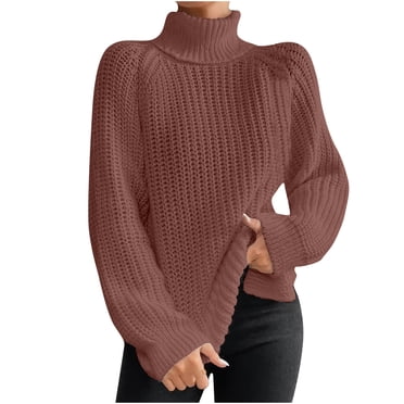 Yuyuzo Chandail d'Automne et d'Hiver pour Femmes, Col Roulé Uni, Tricot Torsadé, Manches Longues, Chandails, Hauts à Enfiler