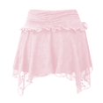 thumbnail image 3 of Women's Low Waist Lace Mini Skirt Ruffled Tiered Pleated Flowy Slip Skirt - Polyester, S-L, 3 of 3