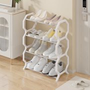 pstuiky Shoe Rack Storage Organizer with 4 Adjustable Tiers White or Black Steel & Plastic Frame for Bedroom, Closet, Entryway