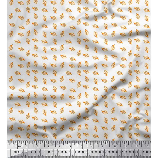 Soimoi Rayon Fabric French Horn Musical Instrument Decor Fabric Printed Yard 56 Inch Wide