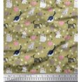 thumbnail image 1 of Soimoi Poly Georgette Fabric Heart,Footprint & Cat Animal Decor Fabric Printed Yard 42 Inch Wide, 1 of 3