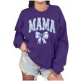 thumbnail image 1 of Culottes pour Femmes Manches Longues Mama Chandails en Molleton Col Rond Chandail Ample Léger Blouse Tops TP Violet, 1 of 7