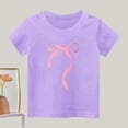 thumbnail image 2 of T-Shirt Confortable à Manches Courtes Décontracté pour Fille HVOBBTY, Haut à Manches Courtes à Col Rond Imprimé de Lettres Décontracté pour Filles Violet, 9 Ans, 2 of 3