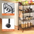 thumbnail image 3 of Kingrack Rolling Cart, 4-Tier Metal Utility Cart with wheels for Office and Home, Black, 3 of 6