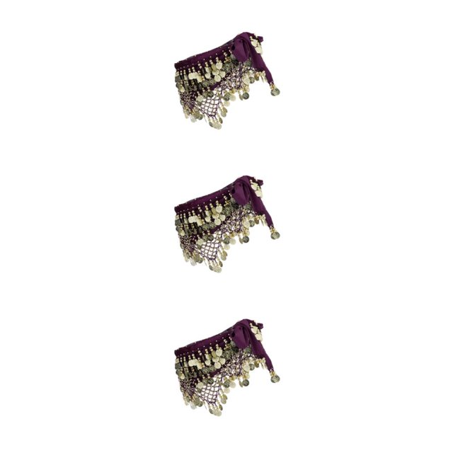 Thinsony Beautiful Belly Dance Waist Chain Intricate Dark Purple 3Set