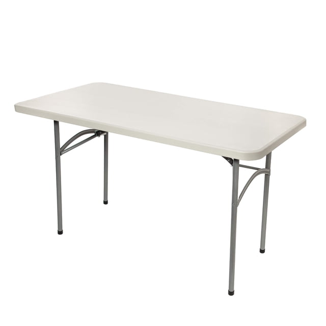 OEF Furnishings 4 Foot Heavy Duty Folding Table, 24" x 48", Light Grey