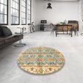thumbnail image 3 of Ahgly Company Indoor Round Abstract Dark Gold Brown Oriental Area Rugs, 7' Round, 3 of 6