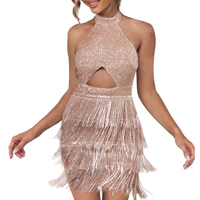 Ketyyh-chn99 Robes de Cocktail pour Femmes Robe d'Été Femme Mode Élégante Robe de Soirée pour Dames Beige,P