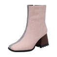 thumbnail image 2 of Cameland Large Women's Punk High Heel Rectangle Toe Thick Heel Zipper Contrast Mart Short Boots, 2 of 5