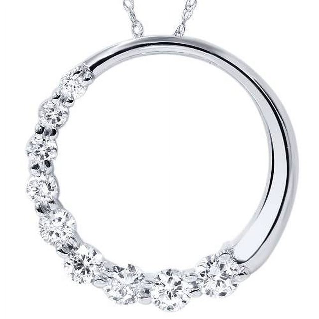 Pendentif en Or Blanc 14K avec Diamant Cercle Voyage 1/2 Ct