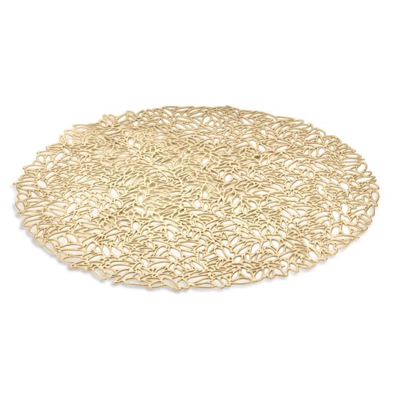 Napperon Rond Métallique Ajouré, Napperon en Vinyle Lavable pour Mariage, Centre de Table d'Accent, Napperon de Table pour Salle à Manger, Mariage, Congé, Fête (15 Pouces)